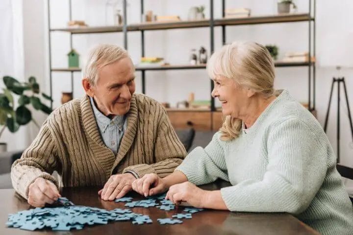 seniors playing puzzle