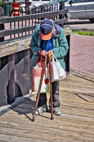 Elderly woman shopping