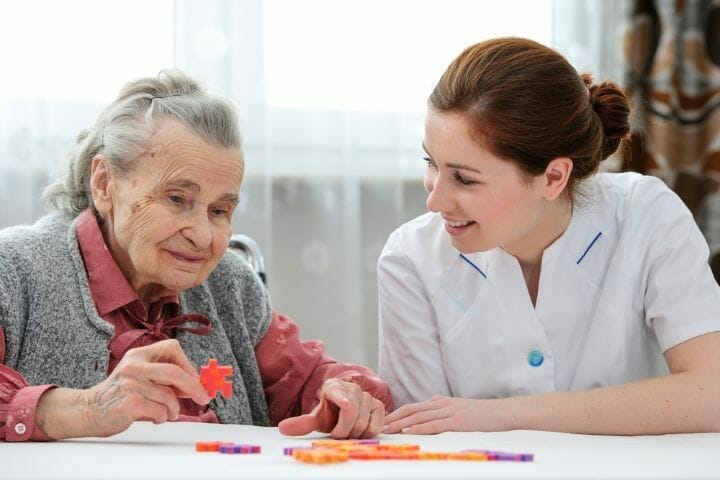 Nurse helping a dementia patient