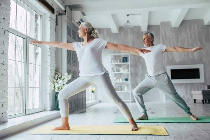 Senior Couple Doing Yoga