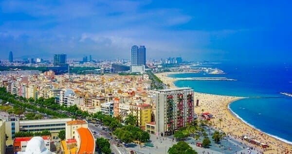 Barcelona beaches. Barcelona comes in our list of best places to visit on a wheelchair.